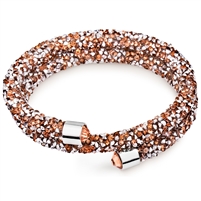 Swarovski Crystals Bangle Double Rose Gold. The End Metal is Stainless Steel Rhodium Plated