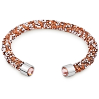 Swarovski Crystals Bangle Cuff Rose Gold. The End Metal is Stainless Steel Rhodium Plated