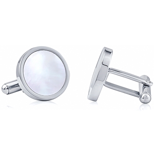 Stainless Steel Cufflink With Mother Of Pearl