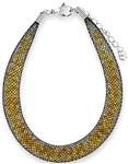 Stainless Steel Mesh Bracelet with Yellow Crystals Inside