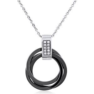 Stainless Steel Necklace With Stainless Steel And Ceramic Pendant