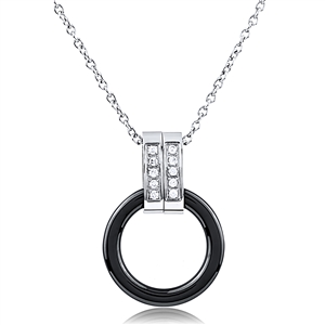 Stainless Steel Necklace With Stainless Steel And Ceramic Pendant