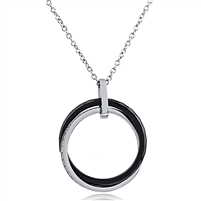 Stainless Steel Necklace With Stainless Steel And Ceramic Pendant