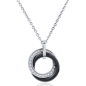 Stainless Steel Necklace With Stainless Steel And Ceramic Pendant