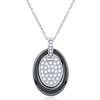 Stainless Steel Necklace With Stainless Steel And Ceramic Pendant