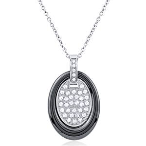 Stainless Steel Necklace With Stainless Steel And Ceramic Pendant