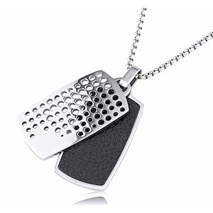 Stainless Steel Double Dog Tag Pendant With 24 Inches Necklace