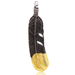 Stainless Steel Gold Plated Feather Pendant