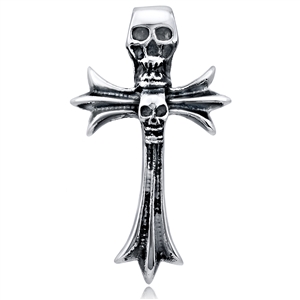 Stainless Steel Skull Cross Pendant