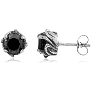 Stainless Steel Studs With Black CZ