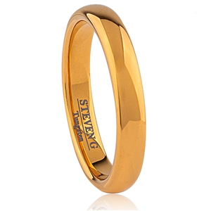 Tungsten Ring- 4mm Wide, Domed, IP Gold Plated