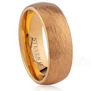 Tungsten Ring- 8mm, Gold Plated hammered