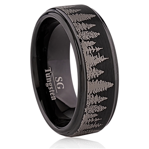 Forest Designed Tungsten Ring-8MM Wide