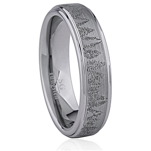 Tungsten Ring-6MM Wide- Forest Tree Design