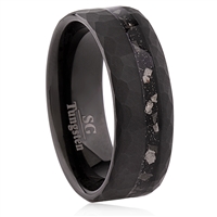 Black Tungsten Carbide Wedding Ring with Meteorite Inlay 8mm