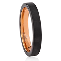 Black and Rose Gold Plated Tungsten Wedding Ring 6mm Wide with Brushed Surface