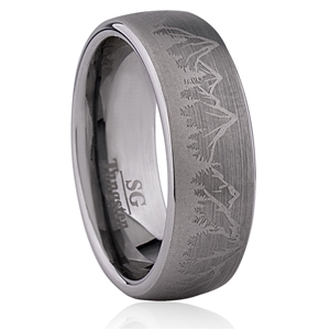 Mountain Design Tungsten Ring - 8mm Wide