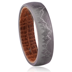 Mountain Design Tungsten Ring with Whiskey Barrel