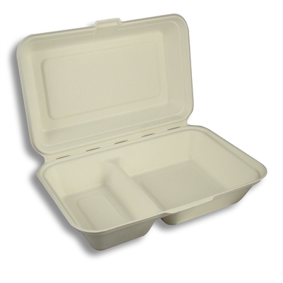 StalkMarket Compostable Bagasse Clamshell 9" x 6.5" x 3"