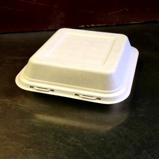 EcoSource Compostable Bagasse Clamshell 9" x 9" x 3"