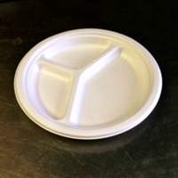 EcoSource Compostable Bagasse 10" 3-Compartment Round Plate