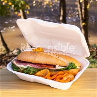 Compostable Bagasse Clamshell 9" x 6" x 3"