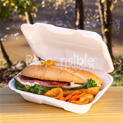 Compostable Bagasse Clamshell 9" x 6" x 3"