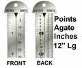 G43868 - Printer's 12" Line Gauge Pica Ruler/2-Sided - Stainless Steel/Point, Inch, Agate/12" L x 13/16" W x 1/32" Tk/Each