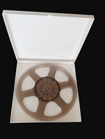 Reel to Reel Audio Tape 10.5" Trident Plastic Reel in Black with White Setup Box