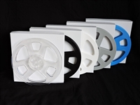 Brand new 1/4" x 7" Plastic Audio Tape Reels with white setup box in colors black, blue, clear, white and silver