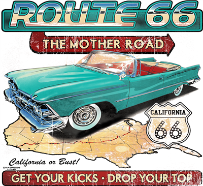 Route 66 Mother Road Get Your Kicks Hot Rod T-shirt S-XXXL