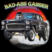 Bad Ass Gasser 55 Chevy Bel Air Drag Race T-shirt