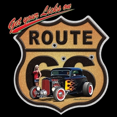 Route 66 "Get Your Licks" Hot Rod Rat Rod Coupe T-shirt