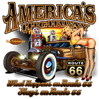 America's Highway Route 66 Hot Rod T-shirt
