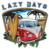 Vintage Transporter Bus Lazy Days Surf Beach Bum T-shirt