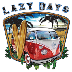 Vintage Transporter Bus Lazy Days Surf Beach Bum T-shirt