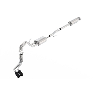 2015-2016 F-150 2.7L ECOBOOST CAT-BACK TOURING EXHAUST WITH DUAL RIGHT SIDE EXHAUST AND BLACK TIPS  -- M-5200-F1527RTB