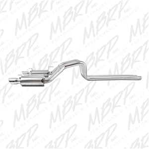 MBRP 2007-2010 Ford Shelby GT500 Dual Mufflers Cat Back, Dual Split Rear, Street Version T304, 4" Tips  -- S7269409