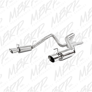 MBRP 2007-2010 Ford Shelby GT500 Dual Mufflers Cat Back, Dual Split Rear, Race Version T304, 4" Tips  -- S7270409