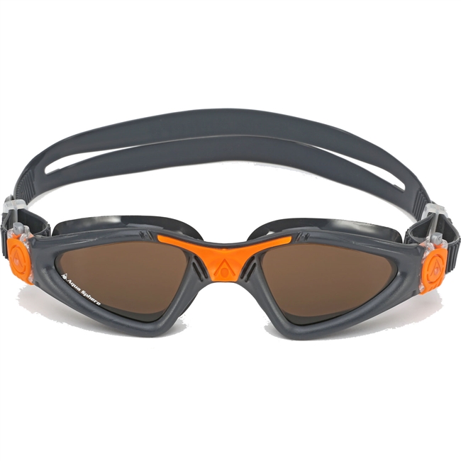 Aquasphere Kayenne Adult Swimming Goggles. (Grey/Orange/Lens/Polarised/Brown)