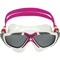 Aquasphere Vista Adult Swimming Goggles. (White/Raspberry/Smoke Lens)