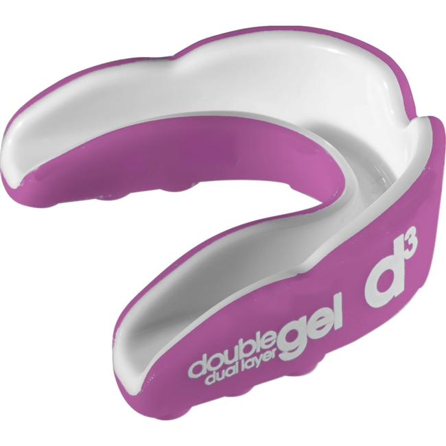 D3 Double Gel Youth Mouth Guard. (Pink/White)
