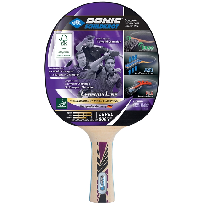 Donic-Schildkroet Legends 800 FSC Table Tennis Bat. (Black/Purple)