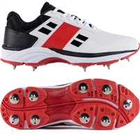 Gray-Nicolls Velocity 4.0 Spiked Adult Cricket Shoes. (White/Red)