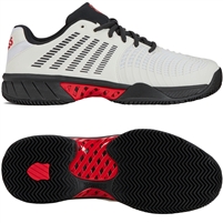 K-Swiss Express Light 3 Men's Clay Tennis Shoe. (Bright White/Stretch Limo/High Risk Red)