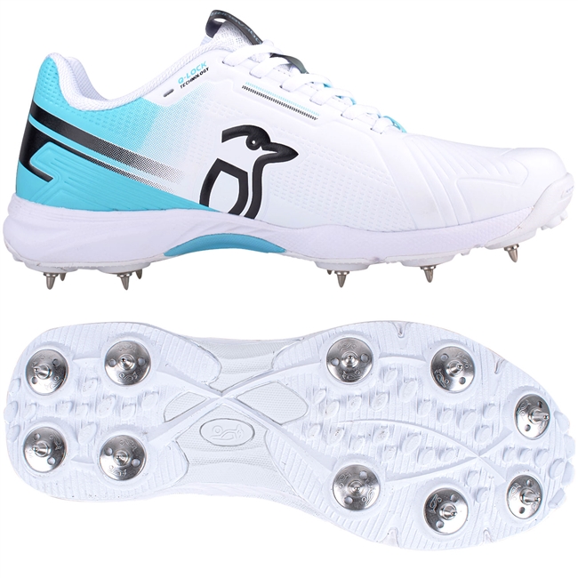 Kookaburra KC 3.0 Spike Cricket Shoe. (White/Aqua)