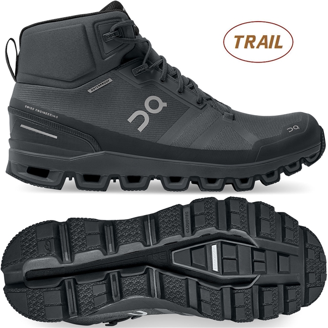 On Cloudrock Waterproof Men's Speed-Hiking Shoe. (Rock/Eclipse)