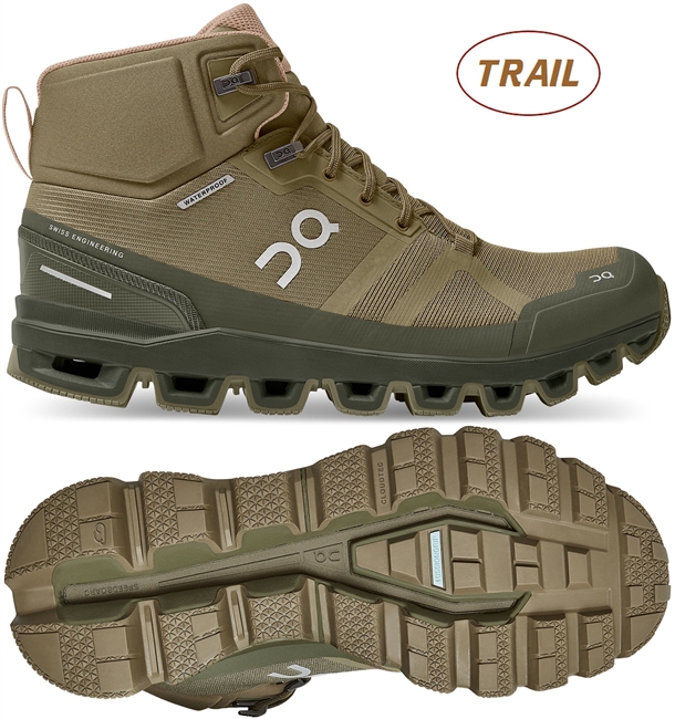 On Cloudrock Waterproof Women's Speed-Hiking Trail Shoe. (Olive/Reed)