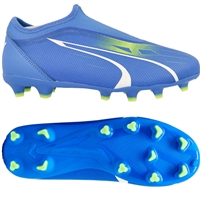 Puma Ultra Match LL FG/AG Youth Football Boots. (Ultra Blue/Puma White/Pro Green)