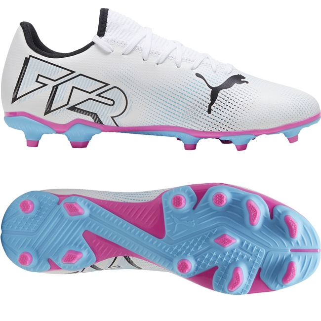 Puma Future 7 Play FG/AG Men's Football Boots. (Puma White/Puma Black/Poison Pink)